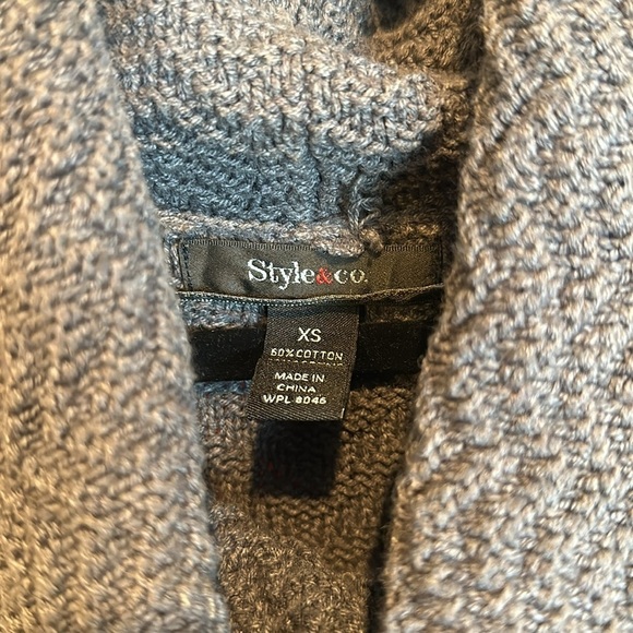 Style & Co gray long sleeve turtleneck fringed sweater tunic size XS - Picture 2 of 3